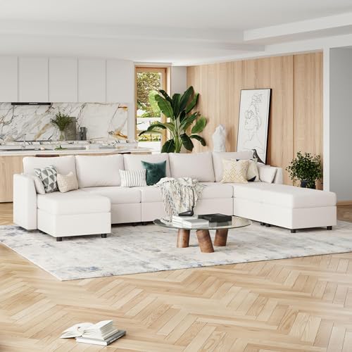 Light Grey 8 Seat U Shaped Sectional Sofa with Storage E937654