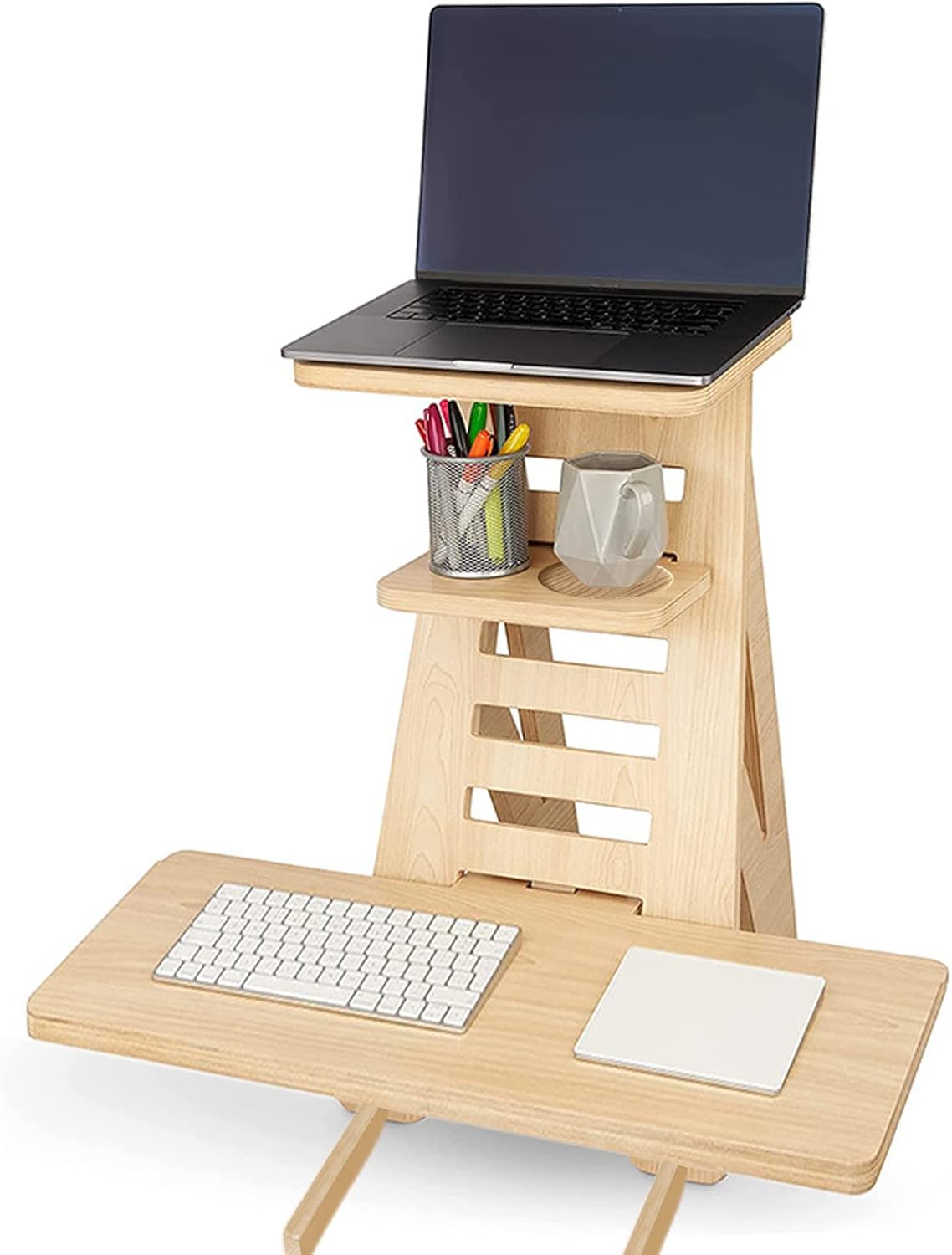 Adjustable Height Wooden Standing Desk Converter O477098
