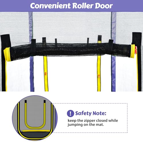 7FT Kids Trampoline with Safety Enclosure Net, Slide and Ladder K79526
