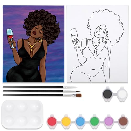 Pre Drawn Canvas Painting Kit with 8 Acrylic Colors, 3 Brush, 1 Pallet (12x16) G6913