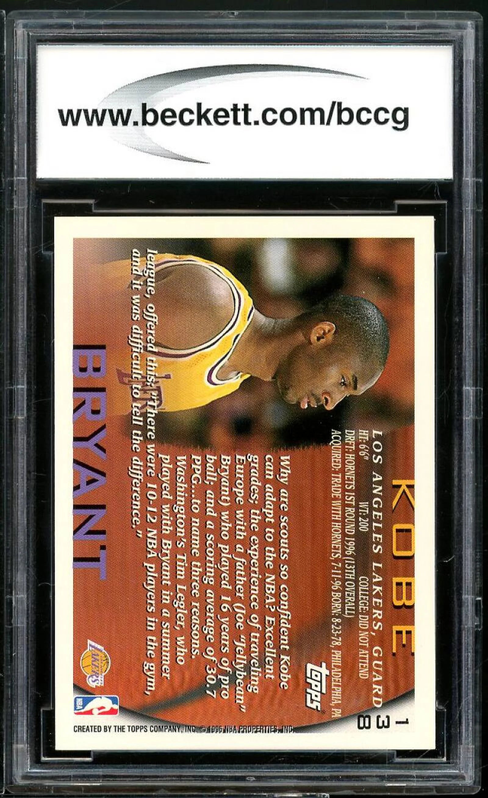 Kobe Bryant Rookie Card BGS BCCG 9 T835