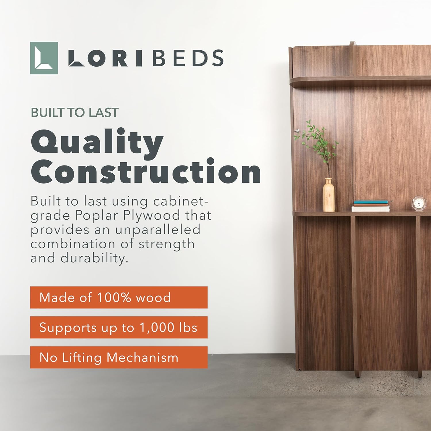 Twin Size Walnut Finish Murphy Bed Z8448