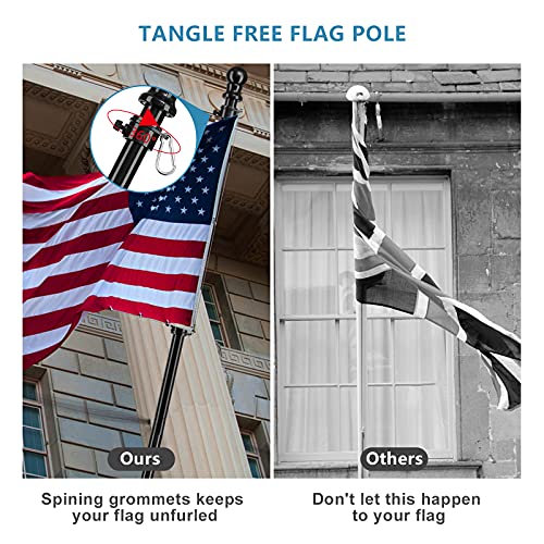 Black 5ft Tangle Free Flag Pole with Holder Bracket M790