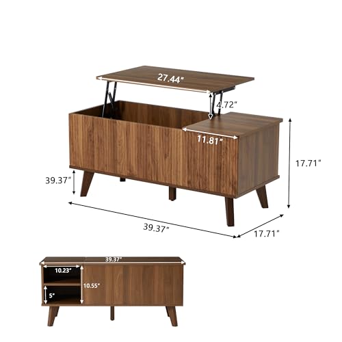Walnut Wood Coffee Table with Storage Shelf F3329