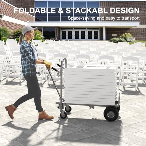 4 Pack White Folding Chairs with Cushion V531885