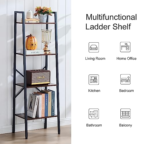 5-Tier Narrow Ladder Bookshelf, Metal Frame, Greige D620