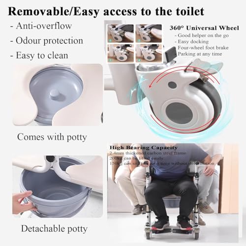 Portable Bath Lift Chair with 180° Split Seat and Wheels Z921