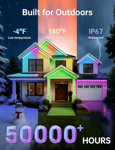 RGB+IC Christmas Eave Lights 30ft 22 LED Warm White IP68 Waterproof Smart Starry Outside Light D5437