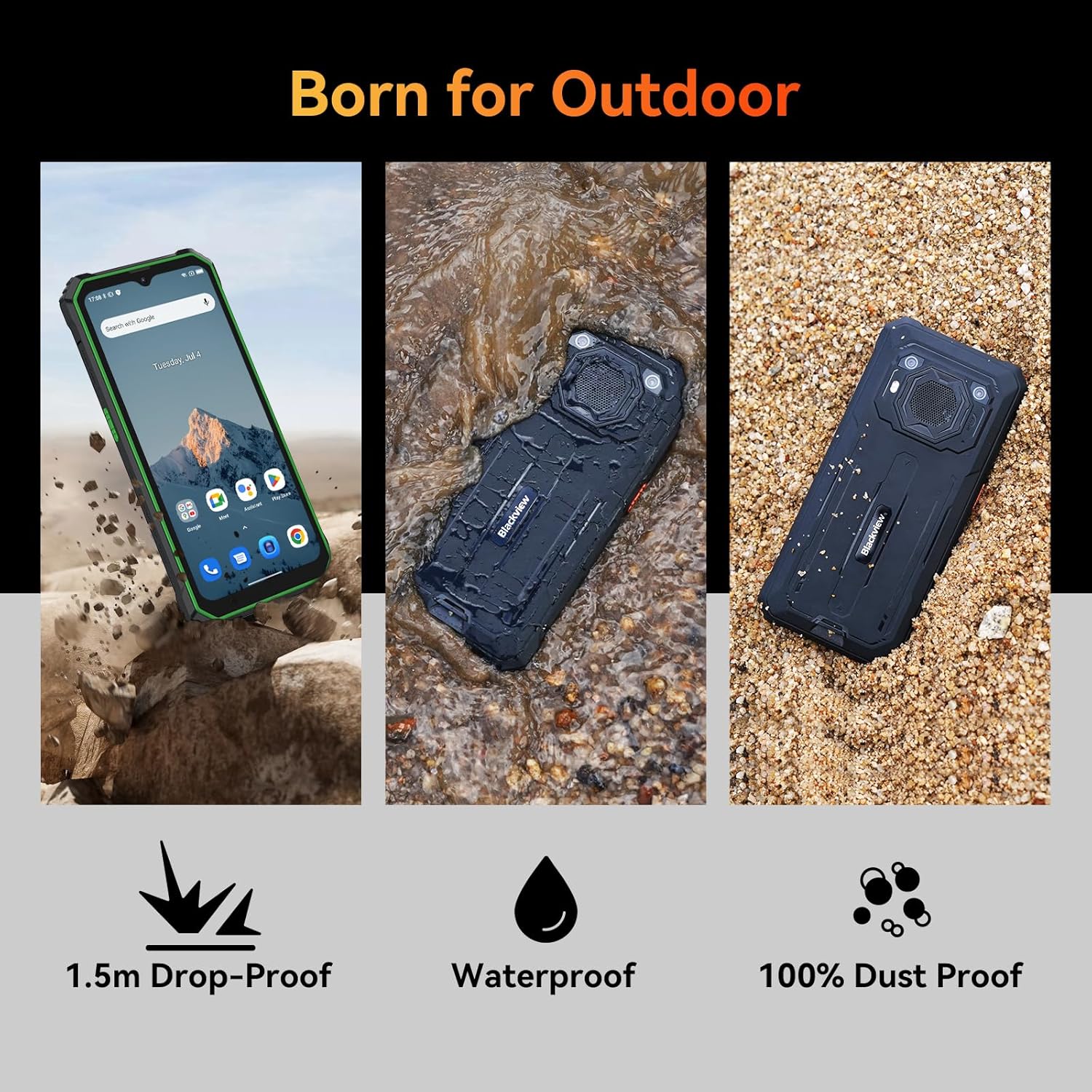 Rugged Phone 13000mAh 6.56" Android 13 8GB+64GB IP69K Waterproof 4G P341130