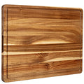 24x18 Inch Acacia Wood Cutting Board with Handle and Juice Groove T1675