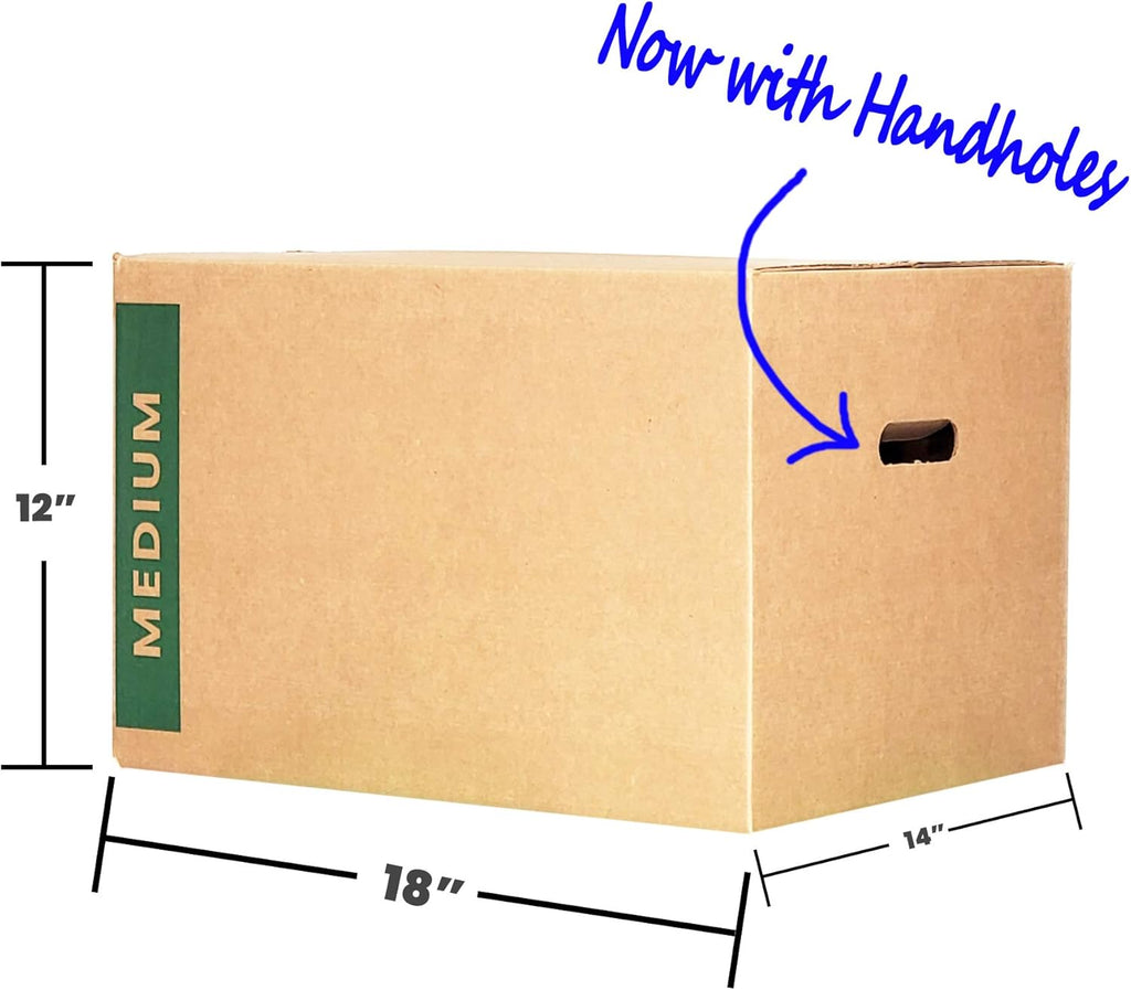 Medium Moving Boxes with Handles Pack of 10 – 18"x14"x12" K598631