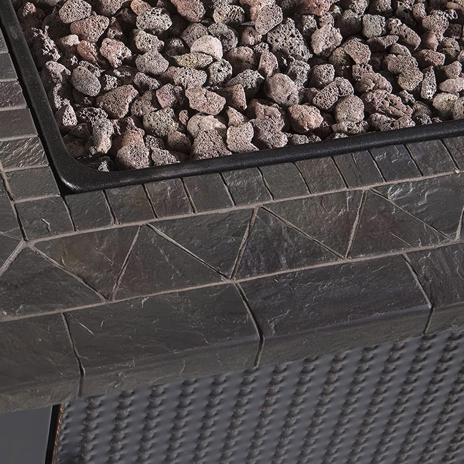Black 30 Inch Square 30,000 BTU LP Gas Outdoor Fire Pit Table E7552