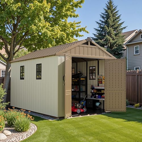8 x 12 FT Plastic Outdoor Storage Shed with Floor P615843