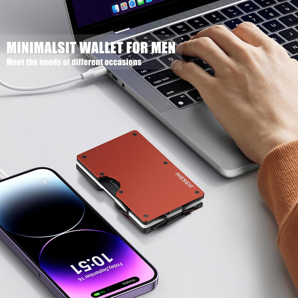 Brushed Burnt Orange Aluminum RFID Credit Card Holder with Money Clip L97278