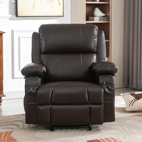 Brown Heated Massage Rocker Recliner Chair with Footrest Z99970