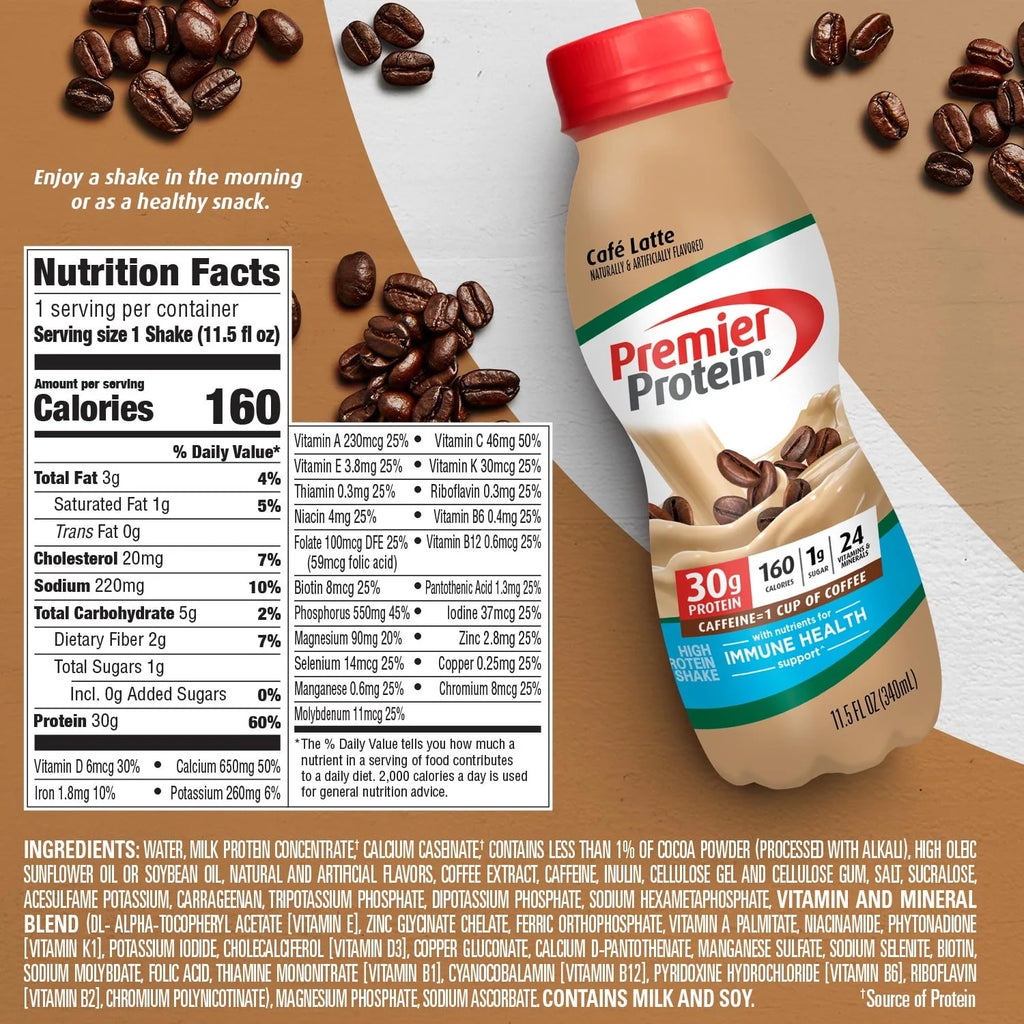 Cafe Latte Protein Shake, 30g Protein, 11.5 fl oz, 12 Ct A777404