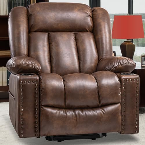 Light Brown Power Lift Recliner Chair with Heat and Massage R904038