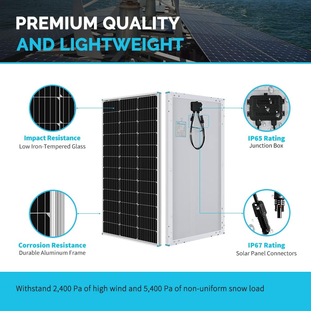 400 Watt 12 Volt Monocrystalline Solar Panel Bundle Kit with 4 pcs 100W Panel and 30A PWM Charge Controller D866