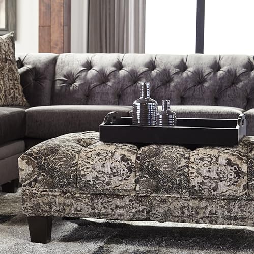 Turkish Charcoal Fabric Oversized Ottoman Q36477