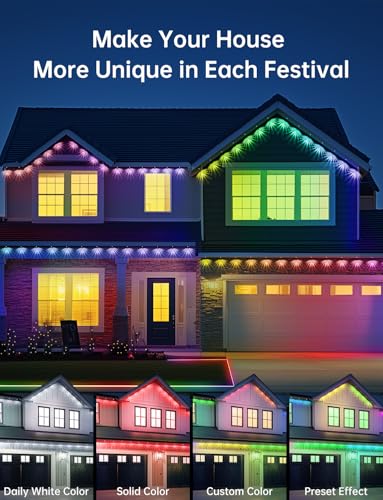 RGB+IC Christmas Eave Lights 30ft 22 LED Warm White IP68 Waterproof Smart Starry Outside Light D5437