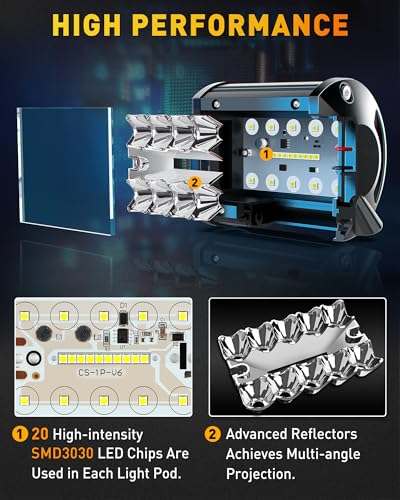 4 Pcs White LED Pod Lights F178