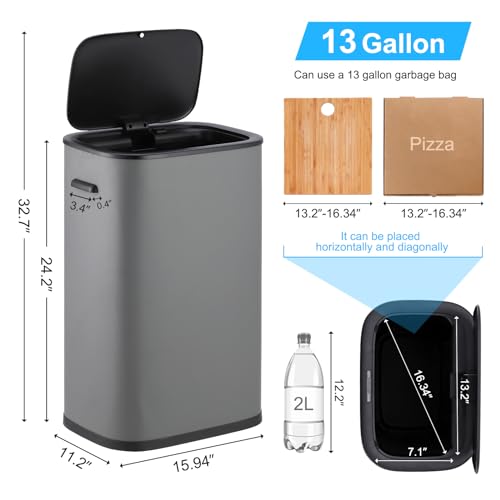 Grey 13 Gallon Sensor-Activated Trash Can with Lid P27777