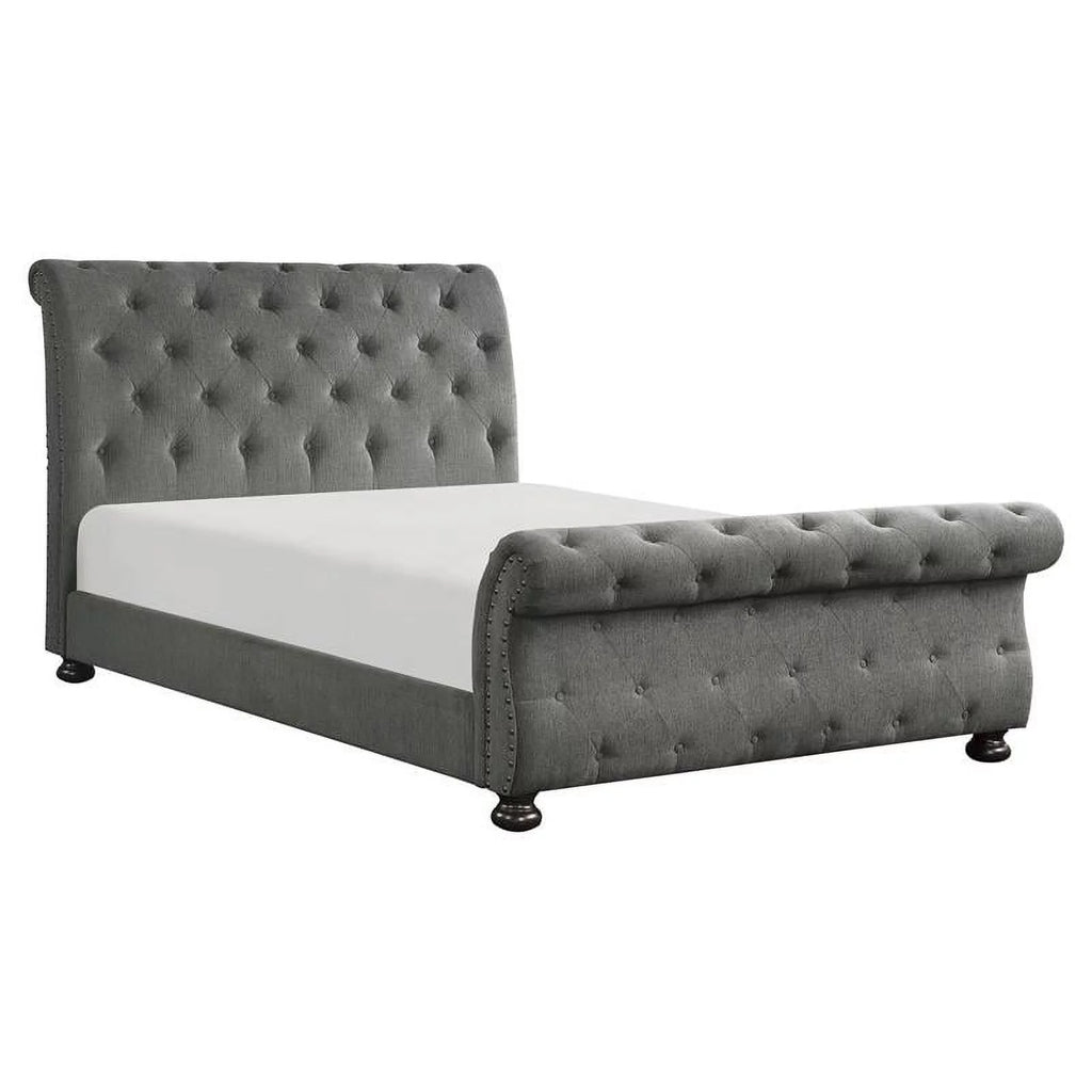 Dark Gray Queen Wood Sleigh Bed F650