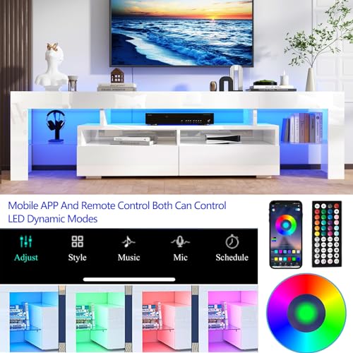White High Gloss TV Stand with Storage Drawer U145432