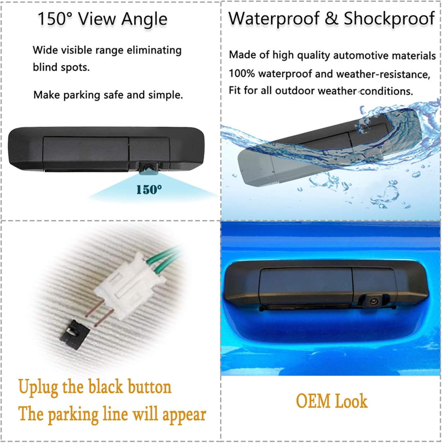 Tailgate Handle Backup Reverse Camera with 4.3" LCD Mirror Monitor Y378970