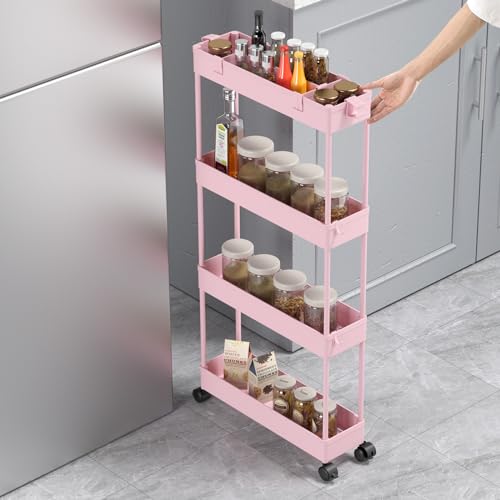 Slim Storage Cart 4 Tier White L199