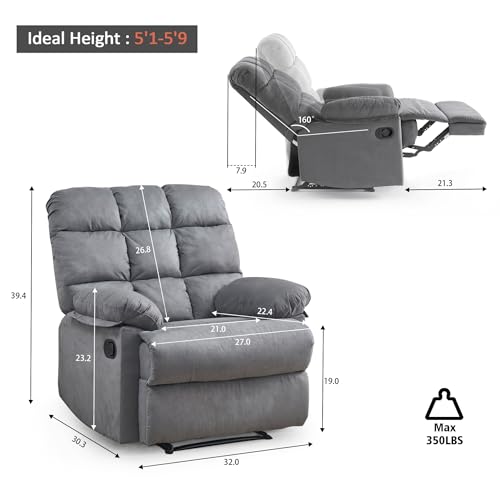 Gray Upholstered Rocking Recliner Chair M16042