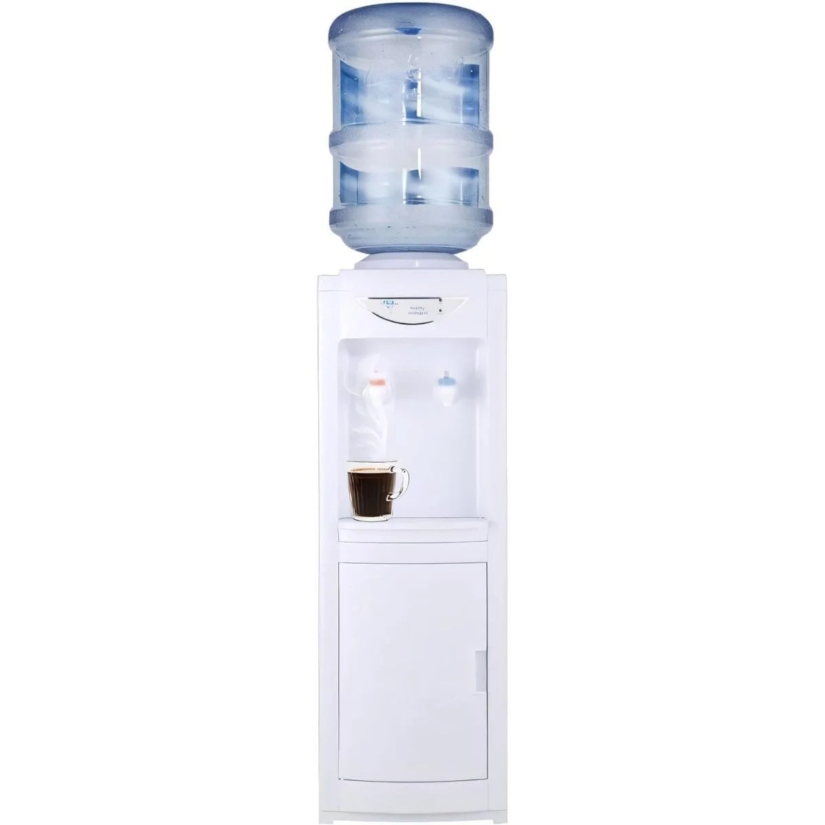 White Top Loading Hot and Cold Water Dispenser for 5 Gallon Bottle with Storage Cabinet & Child Safety Lock B18776