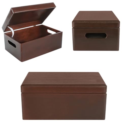 Large Brown Wooden Box Storage with Hinged Lid R3629