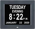 8 Inch Digital Calendar Day Date Clock Black Z447