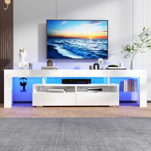 White High Gloss TV Stand with Storage Drawer U145432