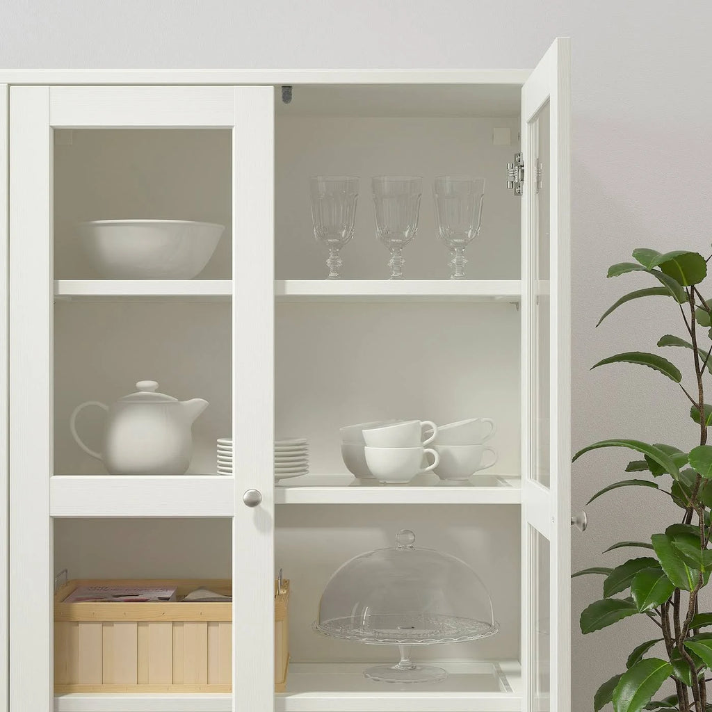 White Storage Combination with Glass Doors V445680