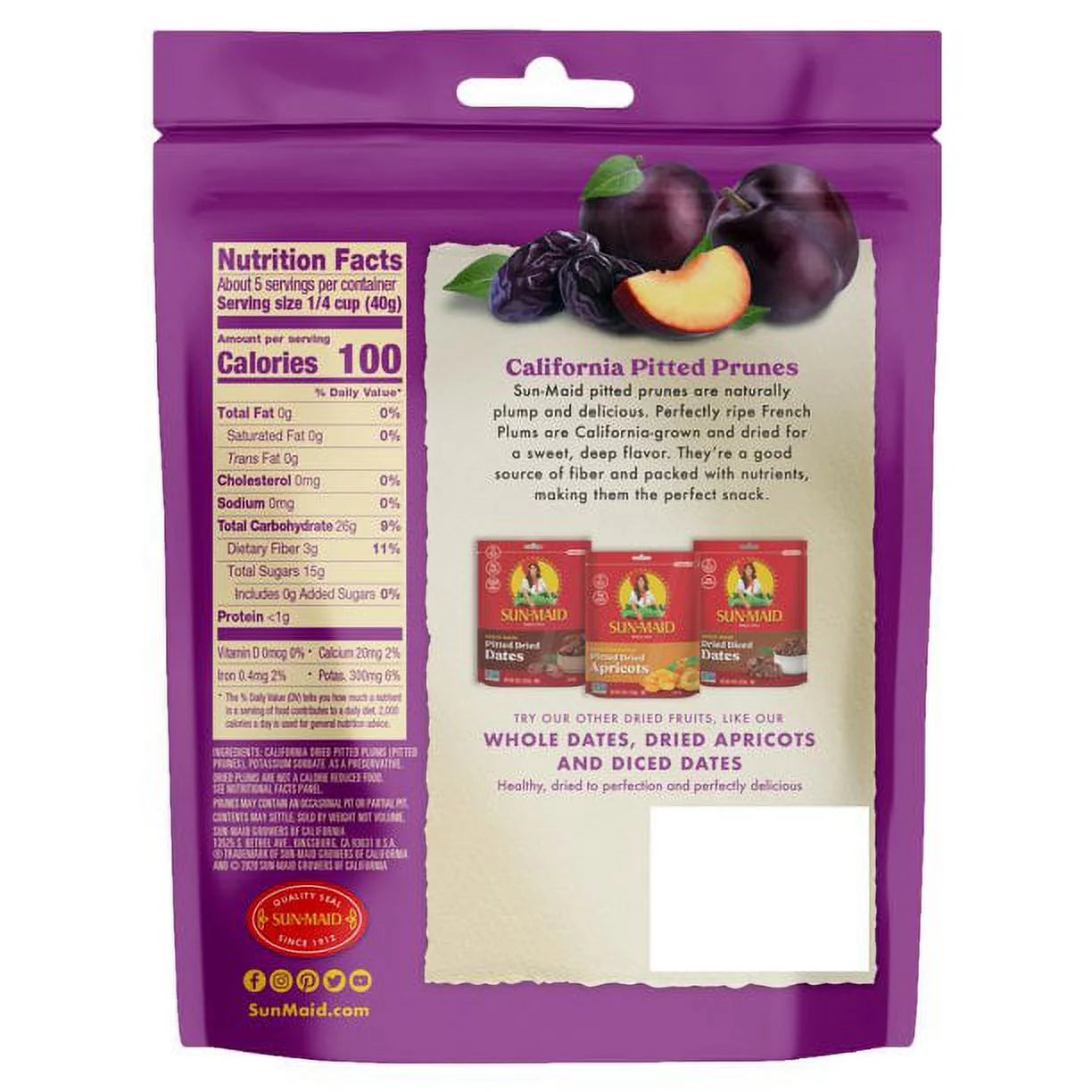 7 oz Pack of 3 Whole Pitted Prunes P906250