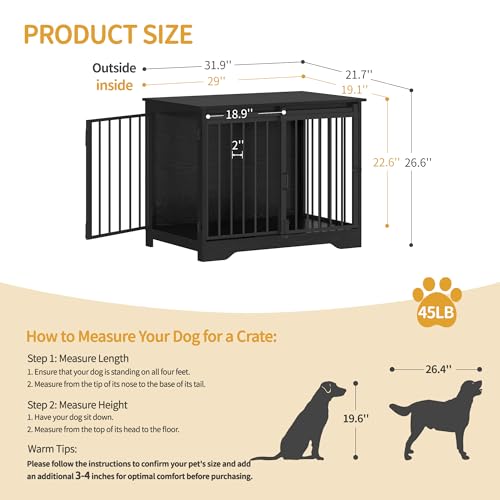 Rustic Brown Wooden Dog Crate Furniture with Barn Door C57333