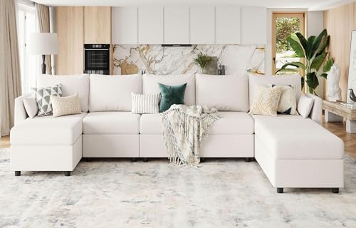 Light Grey 8 Seat U Shaped Sectional Sofa with Storage E937654