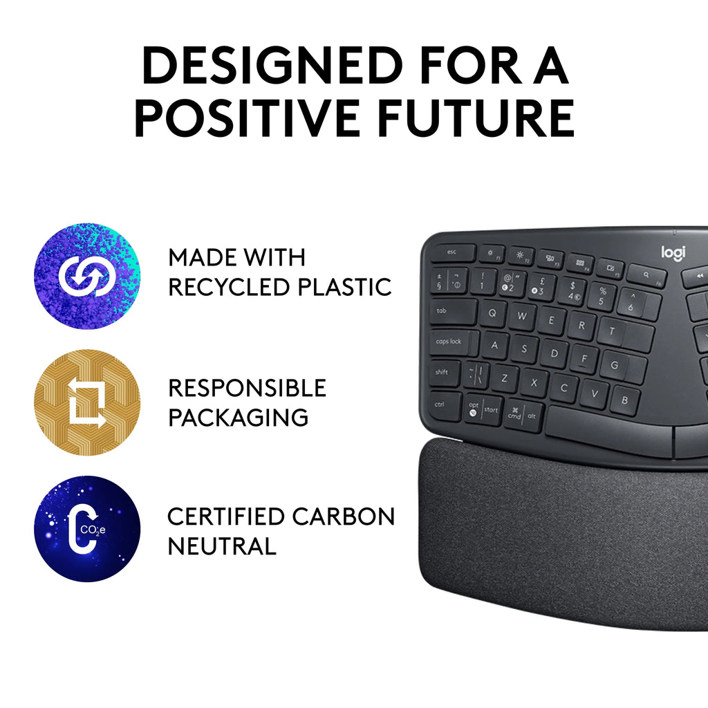 Graphite Ergonomic Split Keyboard with Wrist Rest F125996