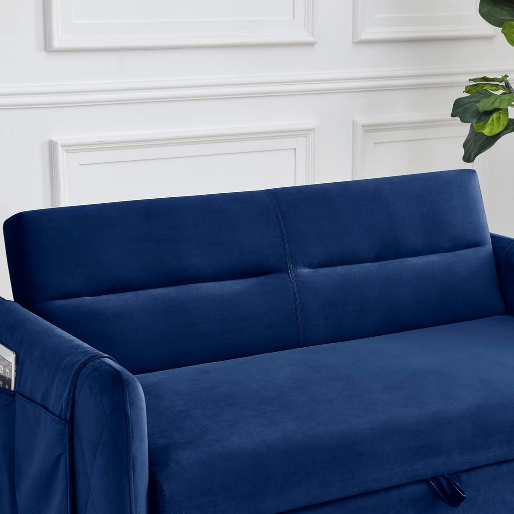 55" Velvet Convertible Sleeper Sofa with Pull Out Bed W171