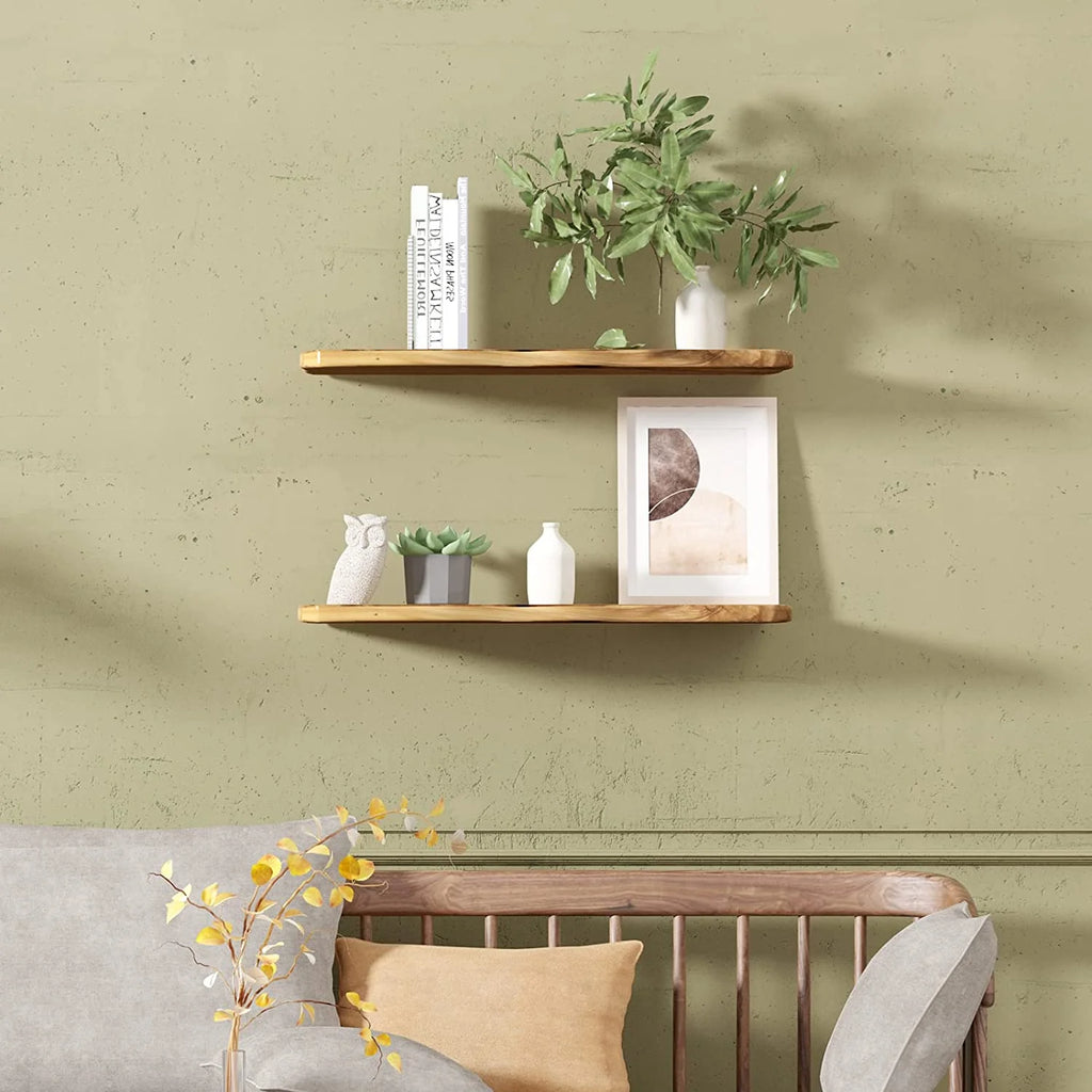 24 Inch Cedar Natural Edge Floating Shelf Set Of 2 I411