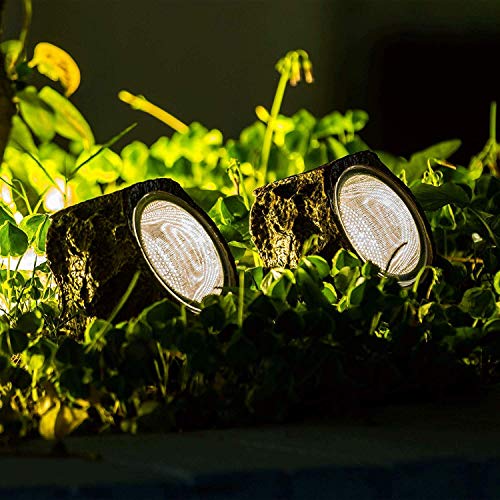 2 Pack 10 LED Waterproof Solar Powered Rock Light B68140