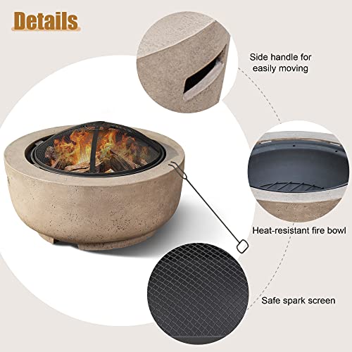 Brown Concrete Round Outdoor Fire Pit N24510