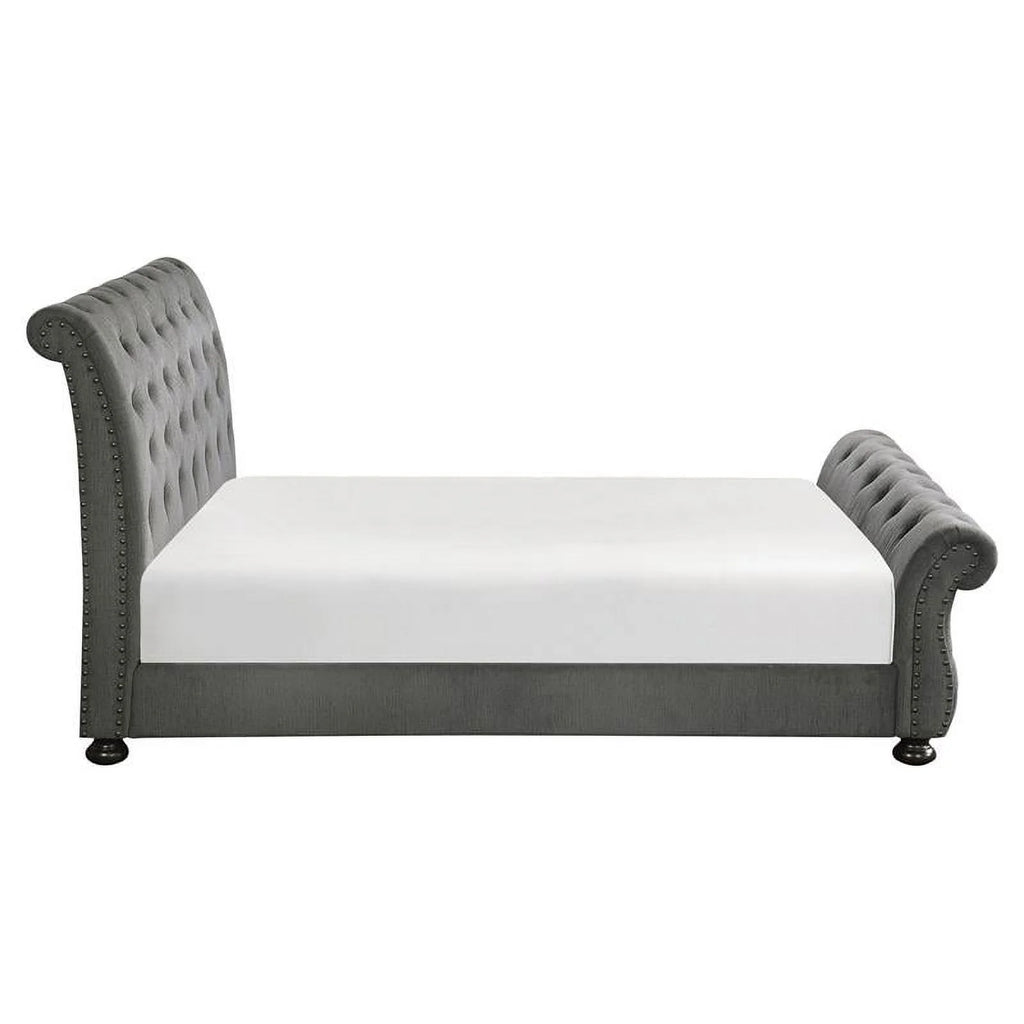 Dark Gray Queen Wood Sleigh Bed F650