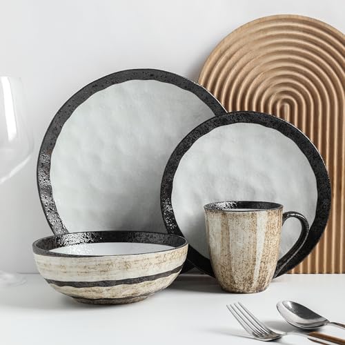 Beige 16-Piece Porcelain Dinnerware Set M79807