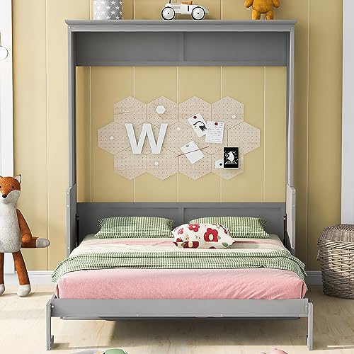 Queen Size Murphy Bed with Rotatable Desk and Storage Shelves R675223