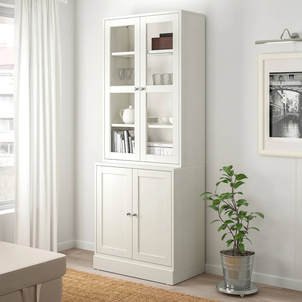 White Storage Combination with Glass Doors V445680