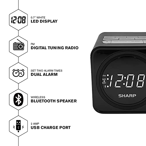 FM Clock Radio with Bluetooth Speaker and Dual Alarms W791880