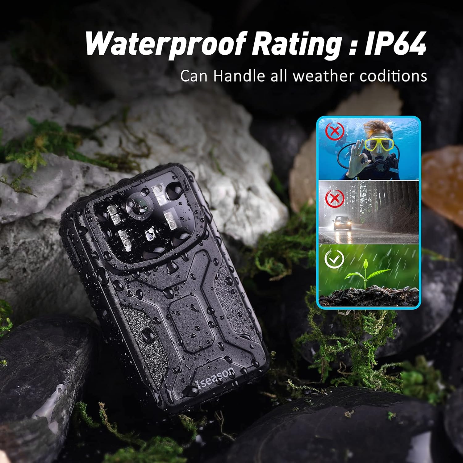 32G Memory Body Worn Camera with Night Vision, Pack of 2 P48083